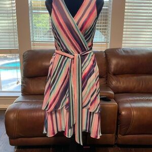 Jennifer Lopez Vibrant Striped High Low Dress